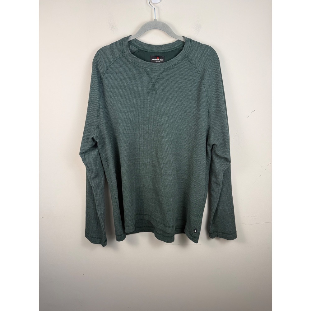 American Giant Mens 2XL Waffle Knit Thermal Long Sleeve Shirt Green Made in USA - Picture 1 of 5